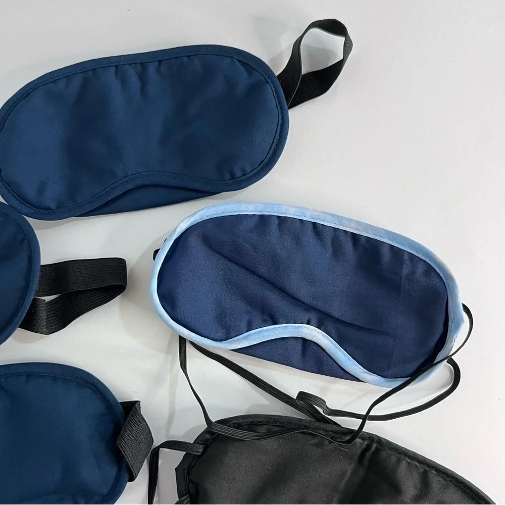 Cotton Sleep Blackout Eye Masks Set of 6 Navy & Black